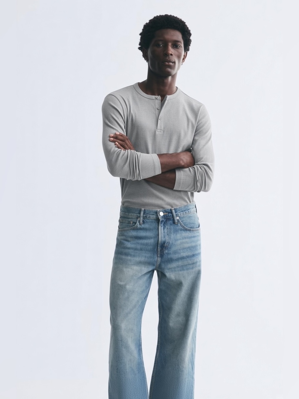 H&M Slim Fit Men's Cotton Henley Shirt
